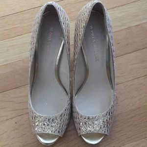Gold high heels